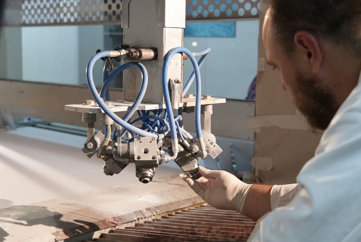 GALA-PRO technologist tuning a robotic spray head